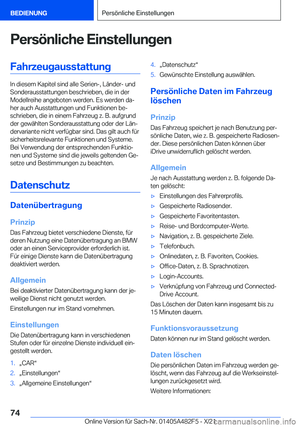 BMW X3 2022  Betriebsanleitungen (in German) �P�e�r�s�