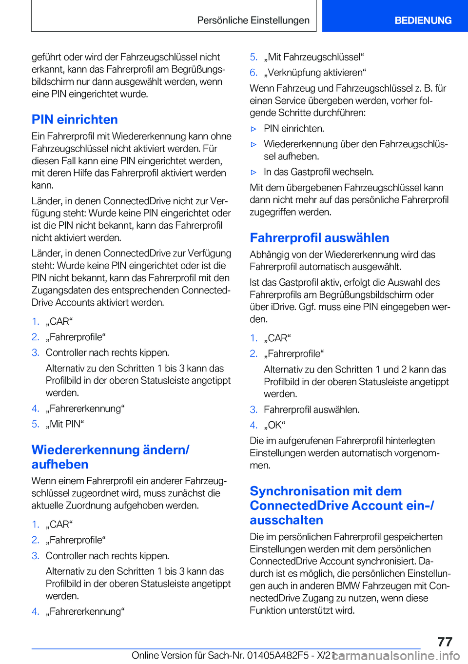 BMW X3 2022  Betriebsanleitungen (in German) �g�e�f�