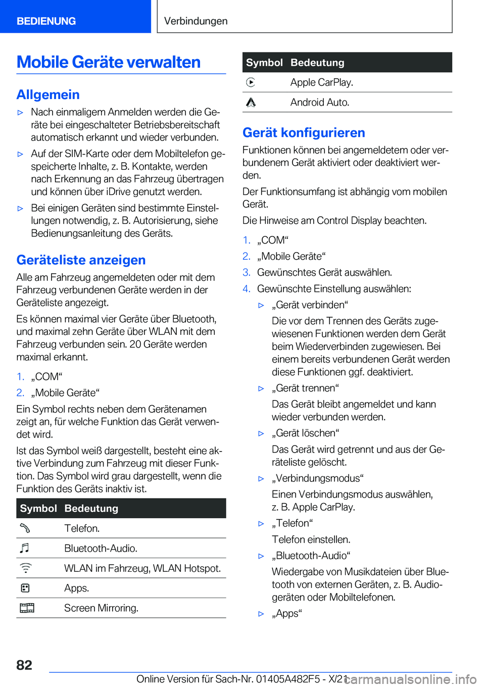BMW X3 2022  Betriebsanleitungen (in German) �M�o�b�i�l�e��G�e�r�