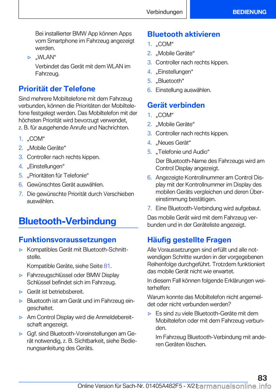 BMW X3 2022  Betriebsanleitungen (in German) �B�e�i��i�n�s�t�a�l�l�i�e�r�t�e�r��B�M�W��A�p�p��k�