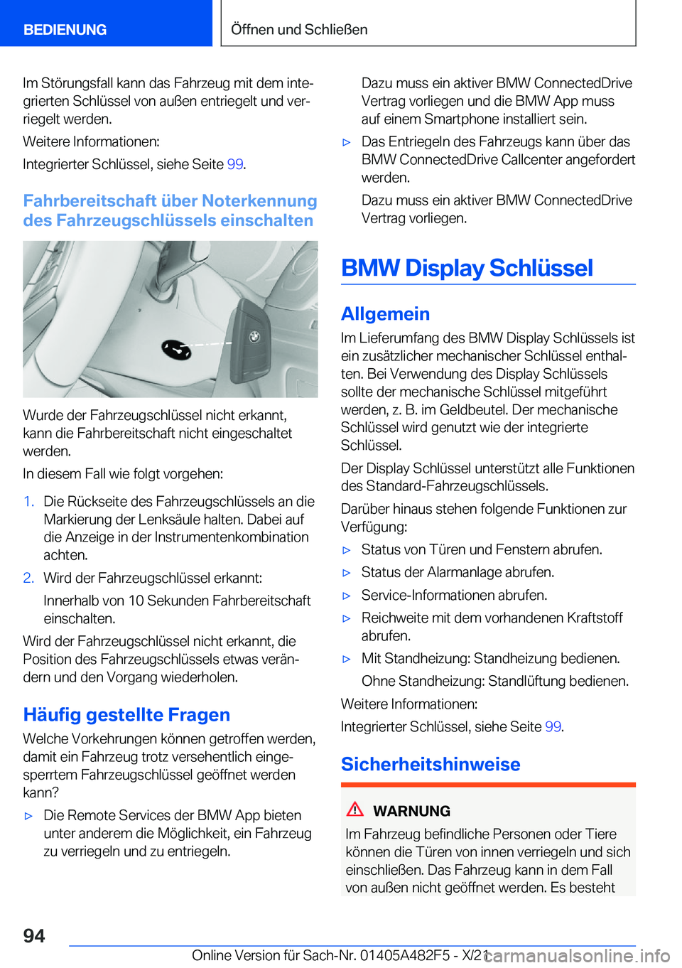 BMW X3 2022  Betriebsanleitungen (in German) �I�m��S�t�