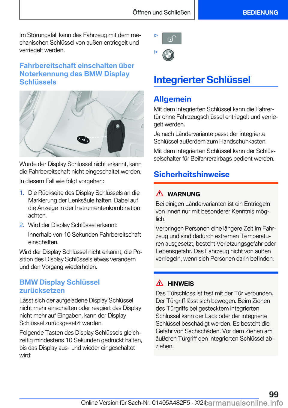 BMW X3 2022  Betriebsanleitungen (in German) �I�m��S�t�