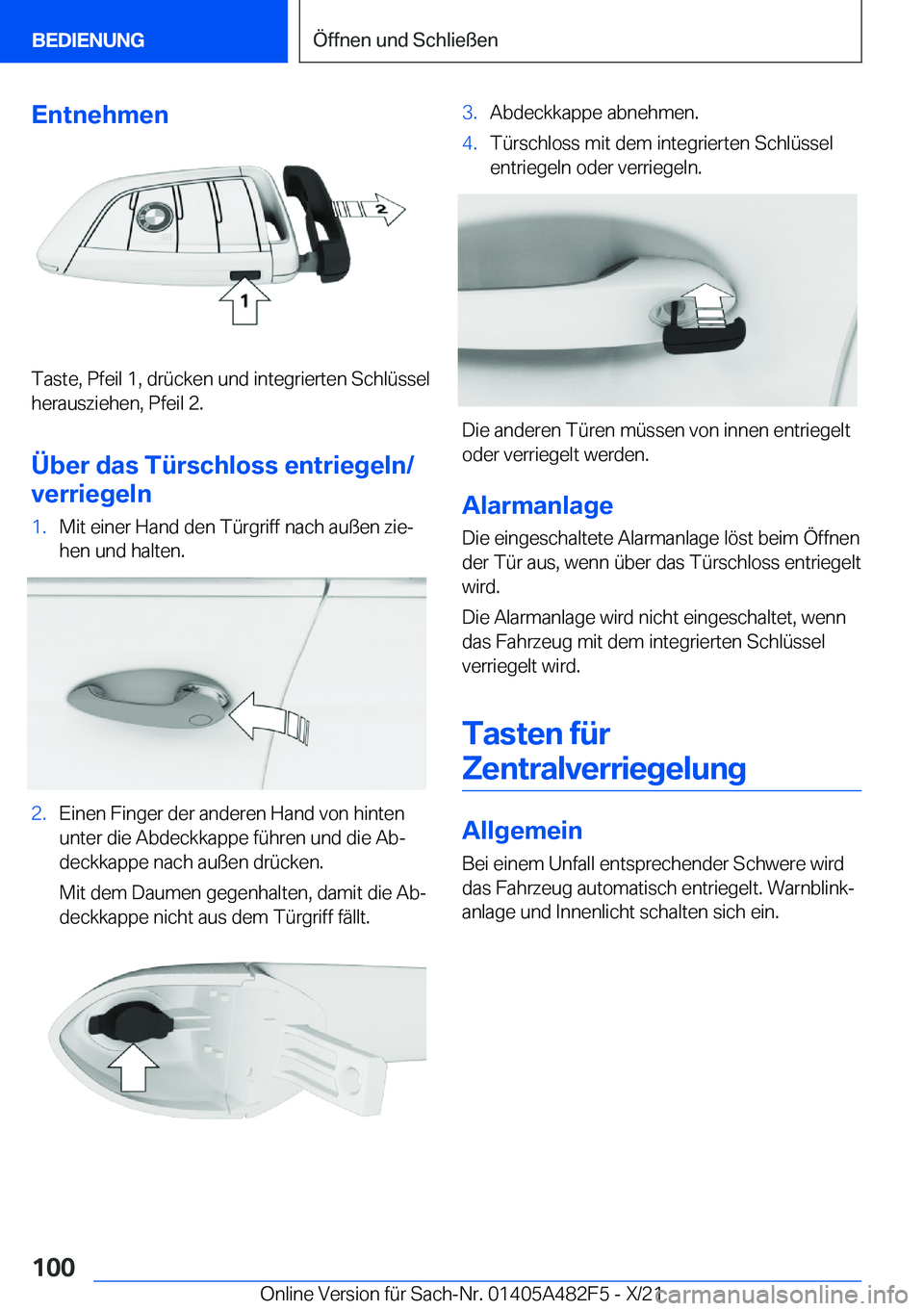 BMW X3 2022  Betriebsanleitungen (in German) �E�n�t�n�e�h�m�e�n
�T�a�s�t�e�,��P�f�e�i�l��1�,��d�r�