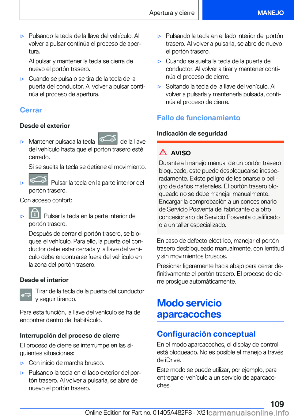 BMW X3 2022  Manuales de Empleo (in Spanish) x�P�u�l�s�a�n�d�o��l�a��t�e�c�l�a��d�e��l�a��l�l�a�v�e��d�e�l��v�e�h�