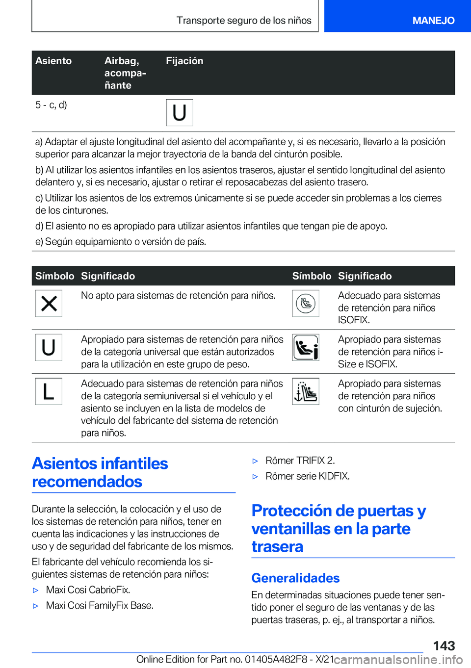 BMW X3 2022  Manuales de Empleo (in Spanish) �A�s�i�e�n�t�o�A�i�r�b�a�g�,
�a�c�o�m�p�aj
�