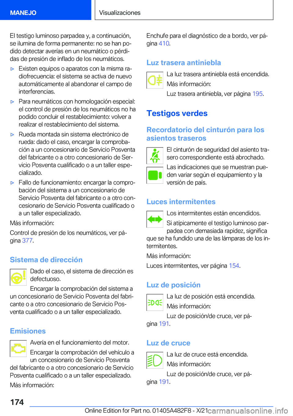 BMW X3 2022  Manuales de Empleo (in Spanish) �E�l��t�e�s�t�i�g�o��l�u�m�i�n�o�s�o��p�a�r�p�a�d�e�a��y�,��a��c�o�n�t�i�n�u�a�c�i�