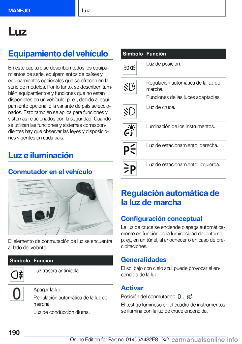 BMW X3 2022  Manuales de Empleo (in Spanish) �L�u�z�E�q�u�i�p�a�m�i�e�n�t�o��d�e�l��v�e�h�