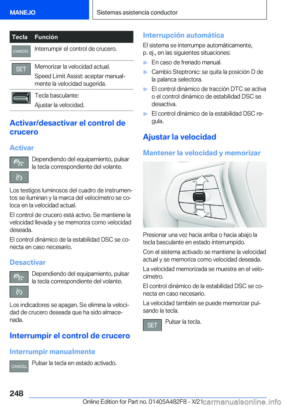 BMW X3 2022  Manuales de Empleo (in Spanish) �T�e�c�l�a�F�u�n�c�i�