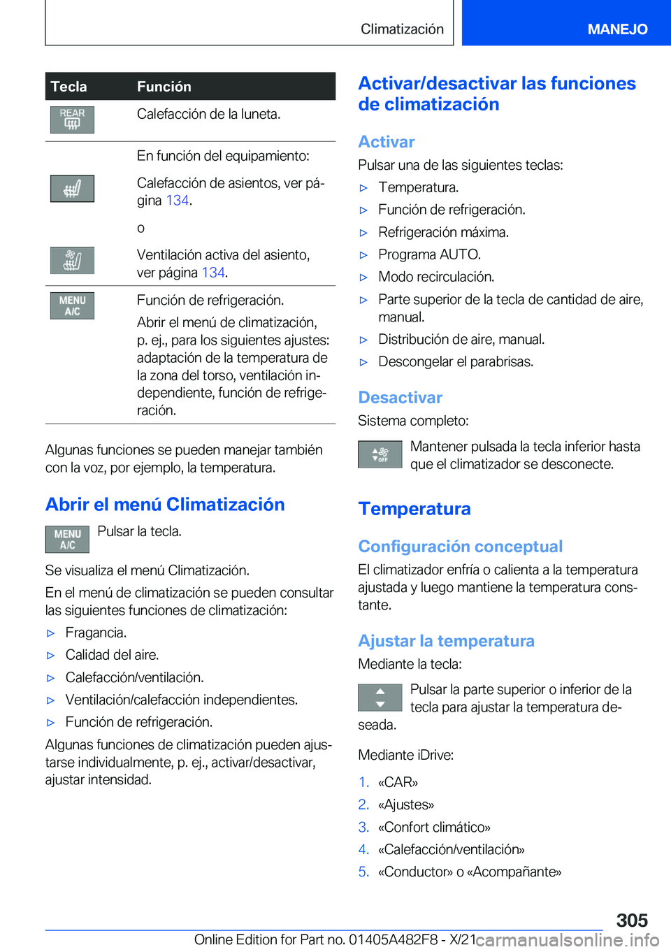 BMW X3 2022  Manuales de Empleo (in Spanish) �T�e�c�l�a�F�u�n�c�i�