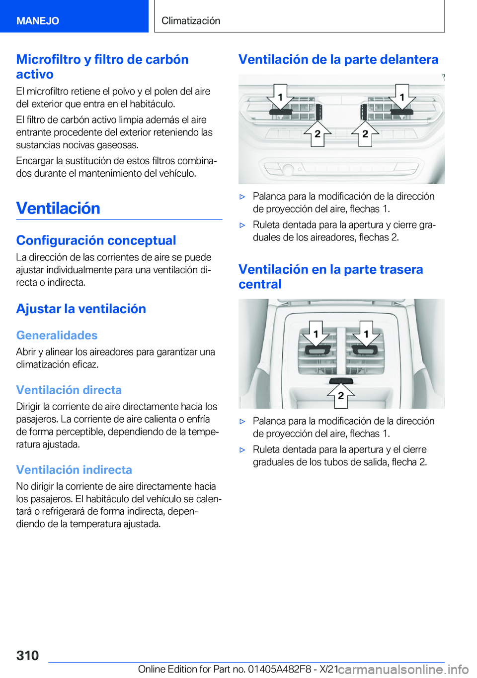 BMW X3 2022  Manuales de Empleo (in Spanish) �M�i�c�r�o�f�i�l�t�r�o��y��f�i�l�t�r�o��d�e��c�a�r�b�