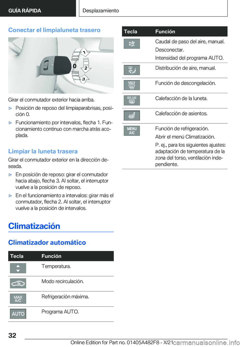 BMW X3 2022  Manuales de Empleo (in Spanish) �C�o�n�e�c�t�a�r��e�l��l�i�m�p�i�a�l�u�n�e�t�a��t�r�a�s�e�r�o
�G�i�r�a�r��e�l��c�o�n�m�u�t�a�d�o�r��e�x�t�e�r�i�o�r��h�a�c�i�a��a�r�r�i�b�a�.
x�P�o�s�i�c�i�
