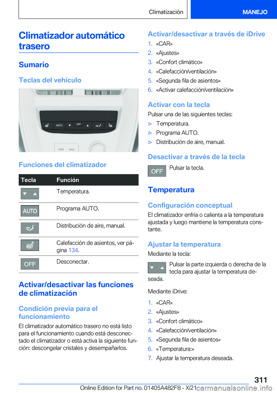 BMW X3 2022  Manuales de Empleo (in Spanish) �C�l�i�m�a�t�i�z�a�d�o�r��a�u�t�o�m�