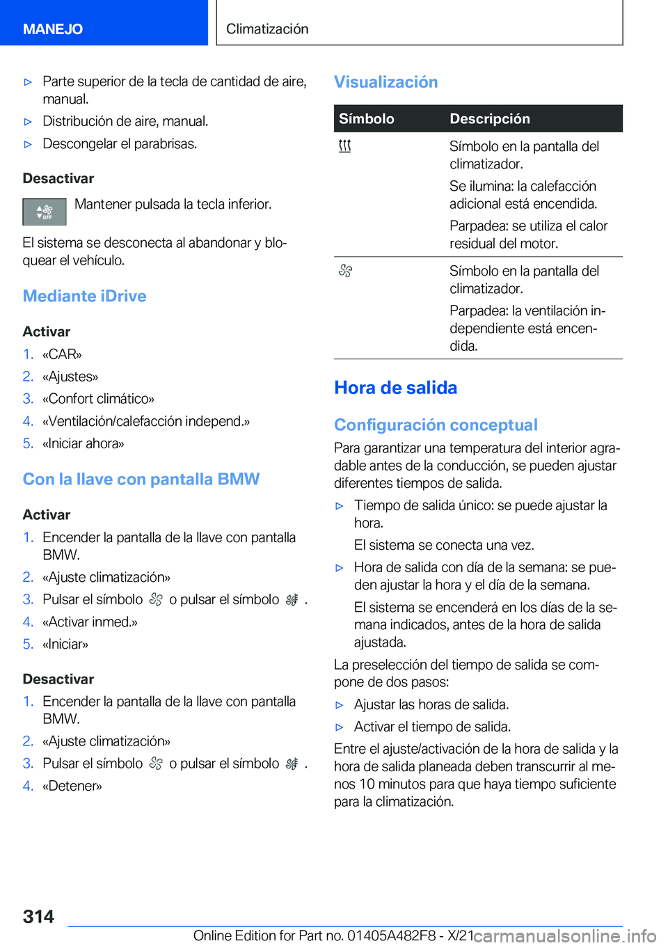 BMW X3 2022  Manuales de Empleo (in Spanish) x�P�a�r�t�e��s�u�p�e�r�i�o�r��d�e��l�a��t�e�c�l�a��d�e��c�a�n�t�i�d�a�d��d�e��a�i�r�e�,�m�a�n�u�a�l�.x�D�i�s�t�r�i�b�u�c�i�