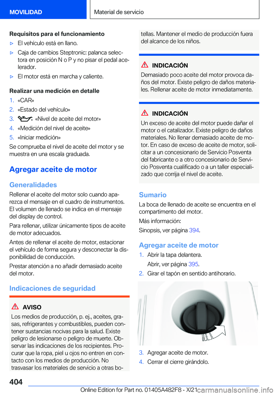 BMW X3 2022  Manuales de Empleo (in Spanish) �R�e�q�u�i�s�i�t�o�s��p�a�r�a��e�l��f�u�n�c�i�o�n�a�m�i�e�n�t�ox�E�l��v�e�h�