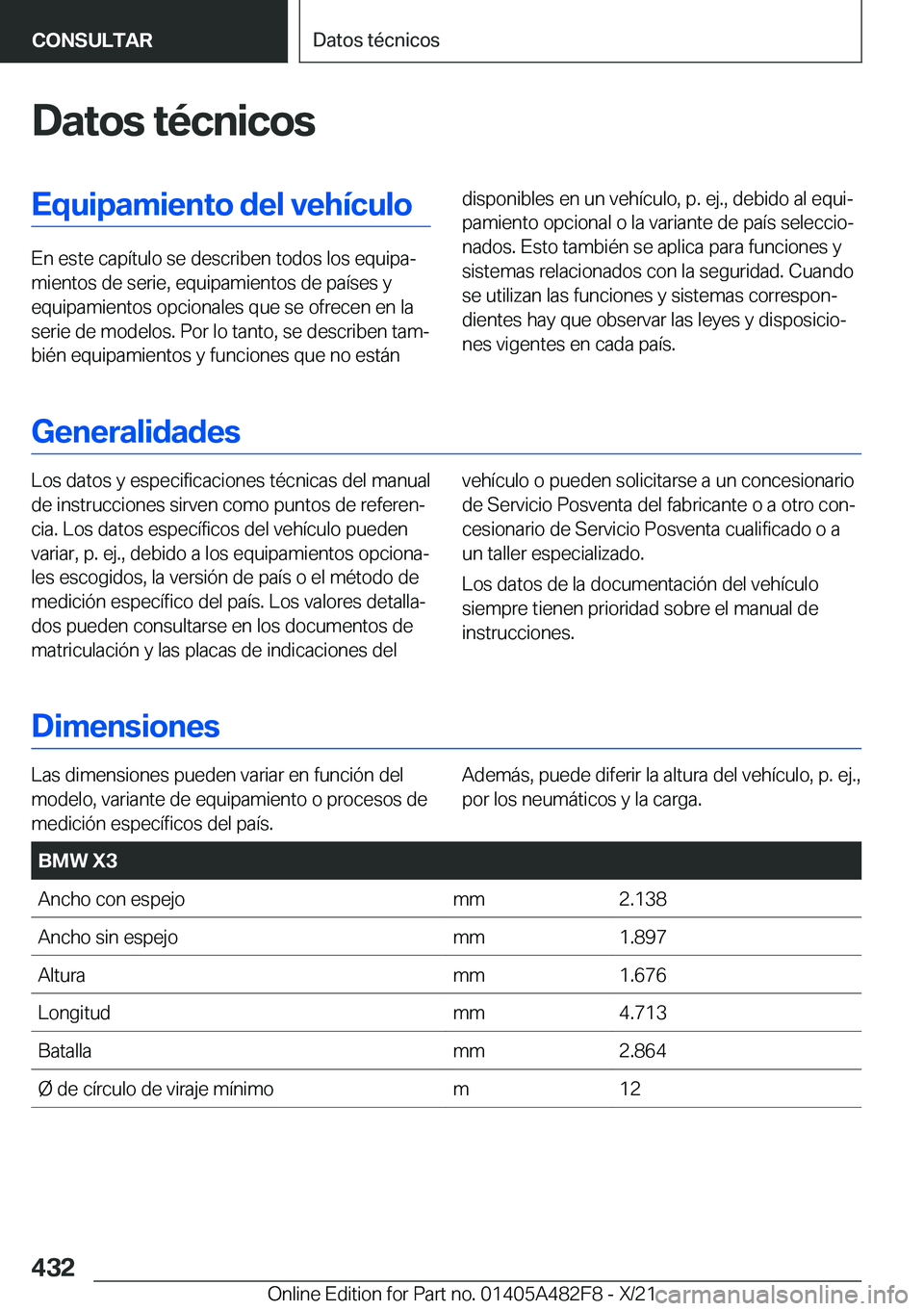 BMW X3 2022  Manuales de Empleo (in Spanish) �D�a�t�o�s��t�