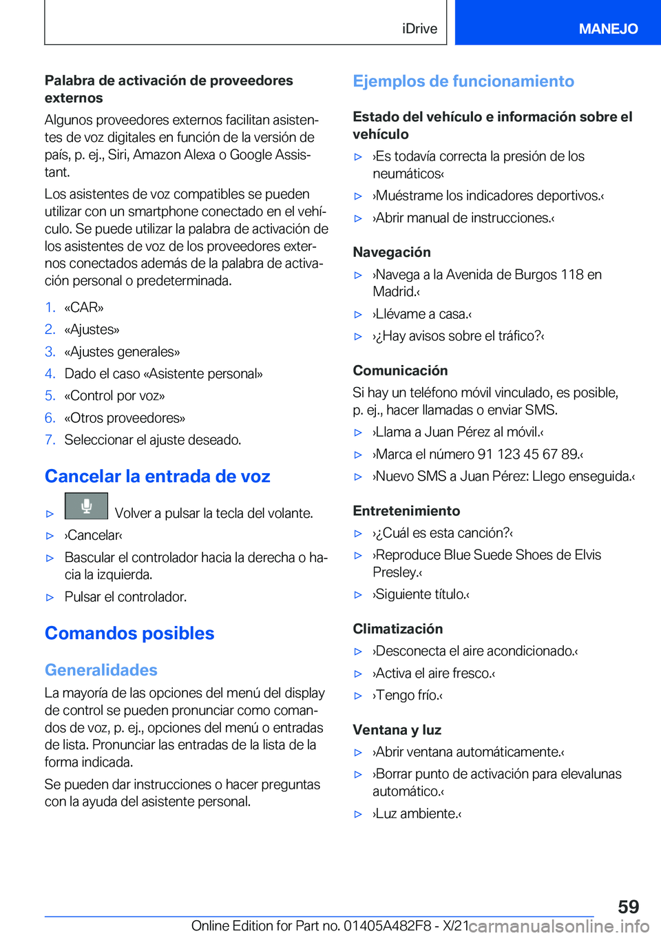 BMW X3 2022  Manuales de Empleo (in Spanish) �P�a�l�a�b�r�a��d�e��a�c�t�i�v�a�c�i�
