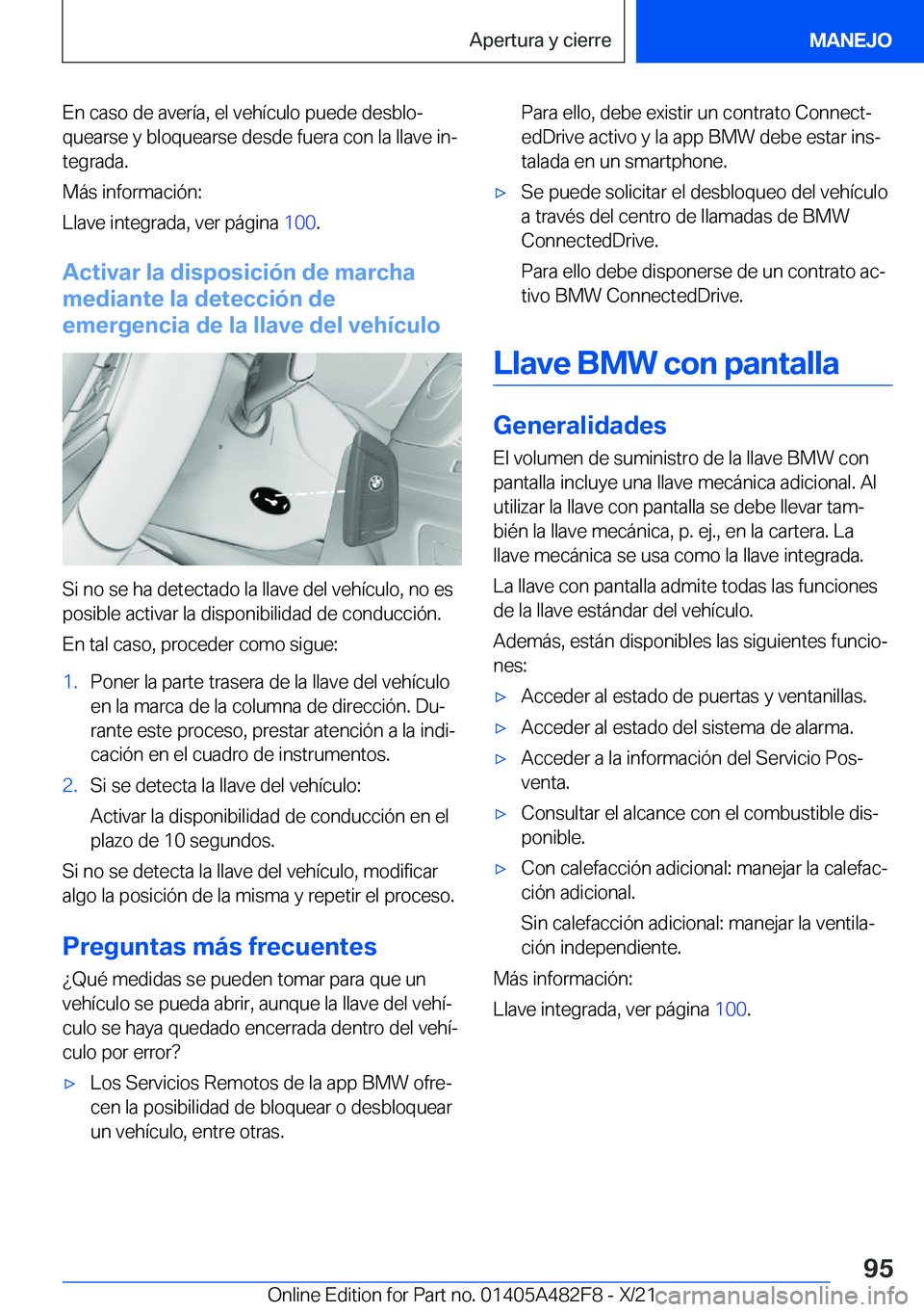 BMW X3 2022  Manuales de Empleo (in Spanish) �E�n��c�a�s�o��d�e��a�v�e�r�