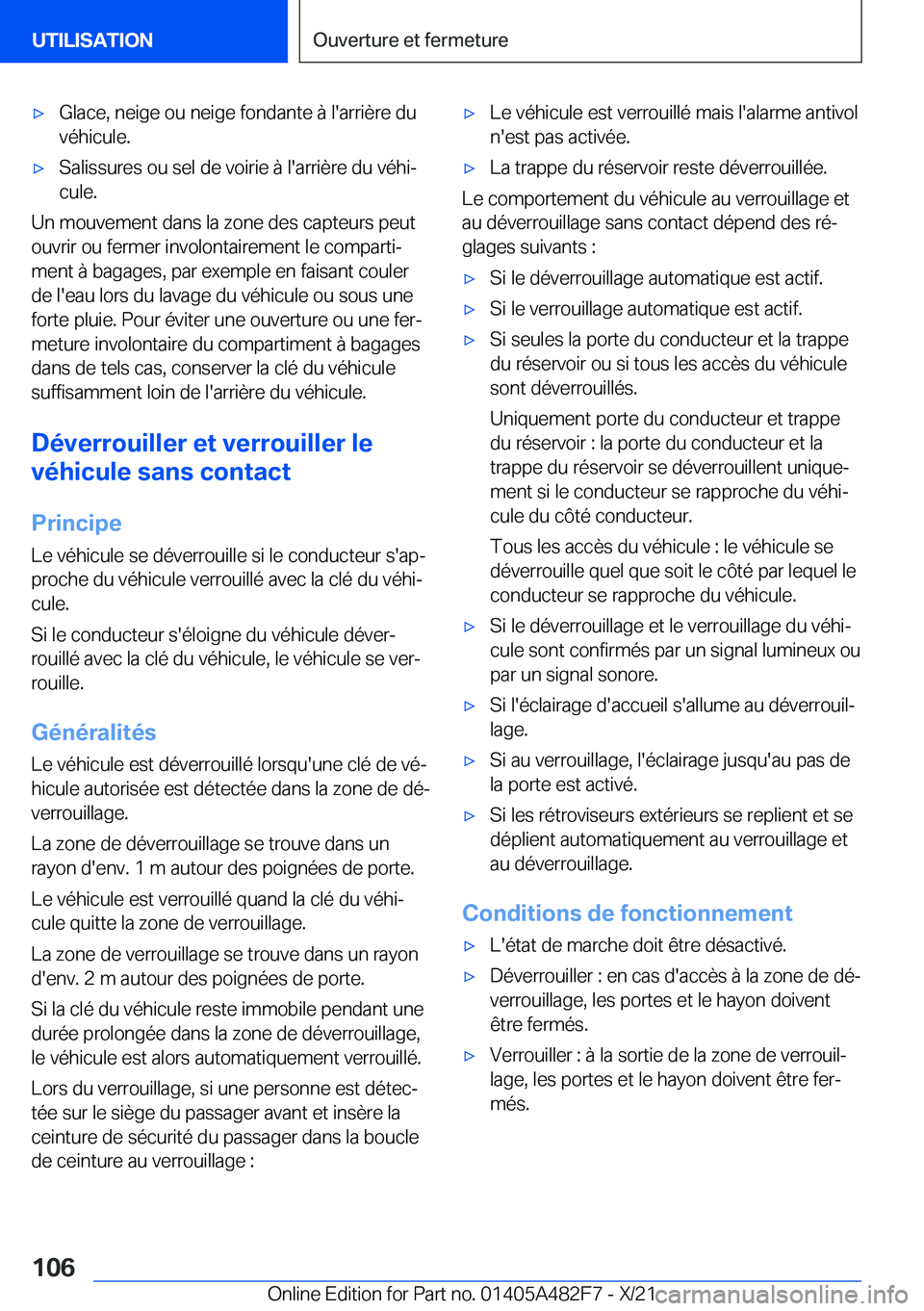 BMW X3 2022  Notices Demploi (in French) 'x�G�l�a�c�e�,��n�e�i�g�e��o�u��n�e�i�g�e��f�o�n�d�a�n�t�e��
