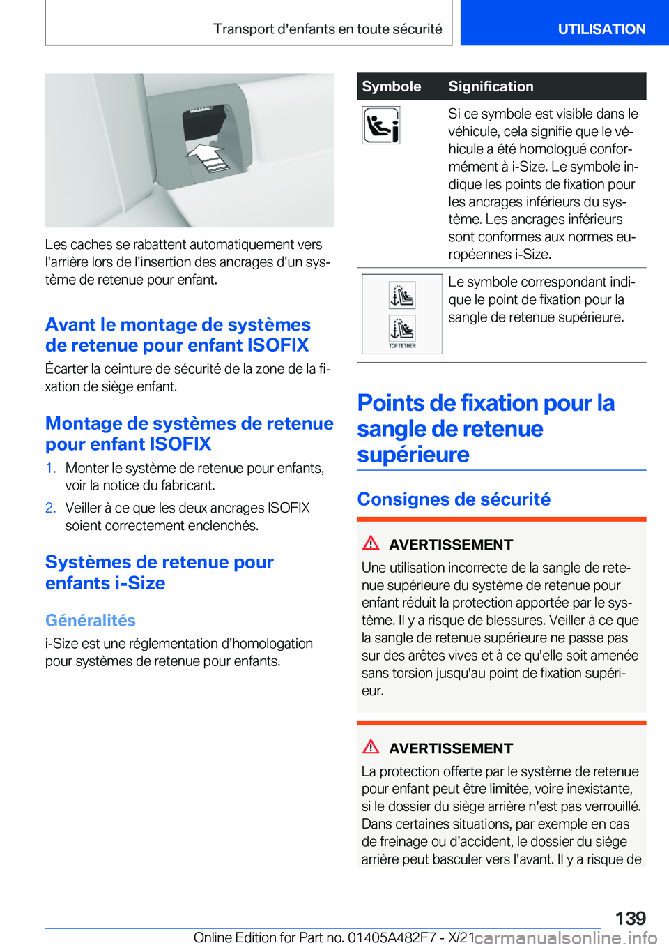 BMW X3 2022  Notices Demploi (in French) �L�e�s��c�a�c�h�e�s��s�e��r�a�b�a�t�t�e�n�t��a�u�t�o�m�a�t�i�q�u�e�m�e�n�t��v�e�r�s�l�'�a�r�r�i�è�r�e��l�o�r�s��d�e��l�'�i�n�s�e�r�t�i�o�n��d�e�s��a�n�c�r�a�g�e�s��d�'�u�n��s�