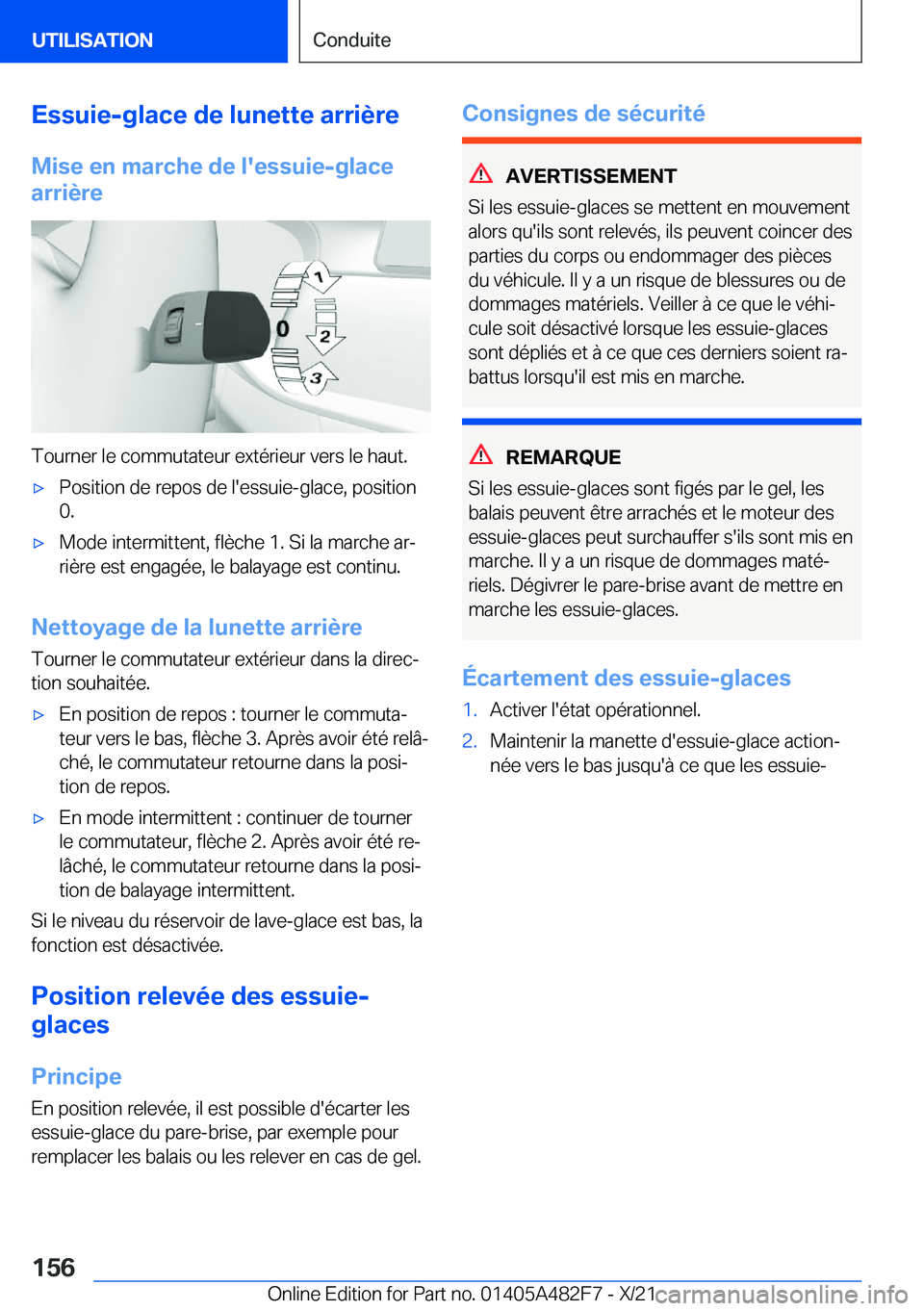BMW X3 2022  Notices Demploi (in French) �E�s�s�u�i�e�-�g�l�a�c�e��d�e��l�u�n�e�t�t�e��a�r�r�i�è�r�e�M�i�s�e��e�n��m�a�r�c�h�e��d�e��l�'�e�s�s�u�i�e�-�g�l�a�c�e
�a�r�r�i�è�r�e
�T�o�u�r�n�e�r��l�e��c�o�m�m�u�t�a�t�e�u�r��e�x�t