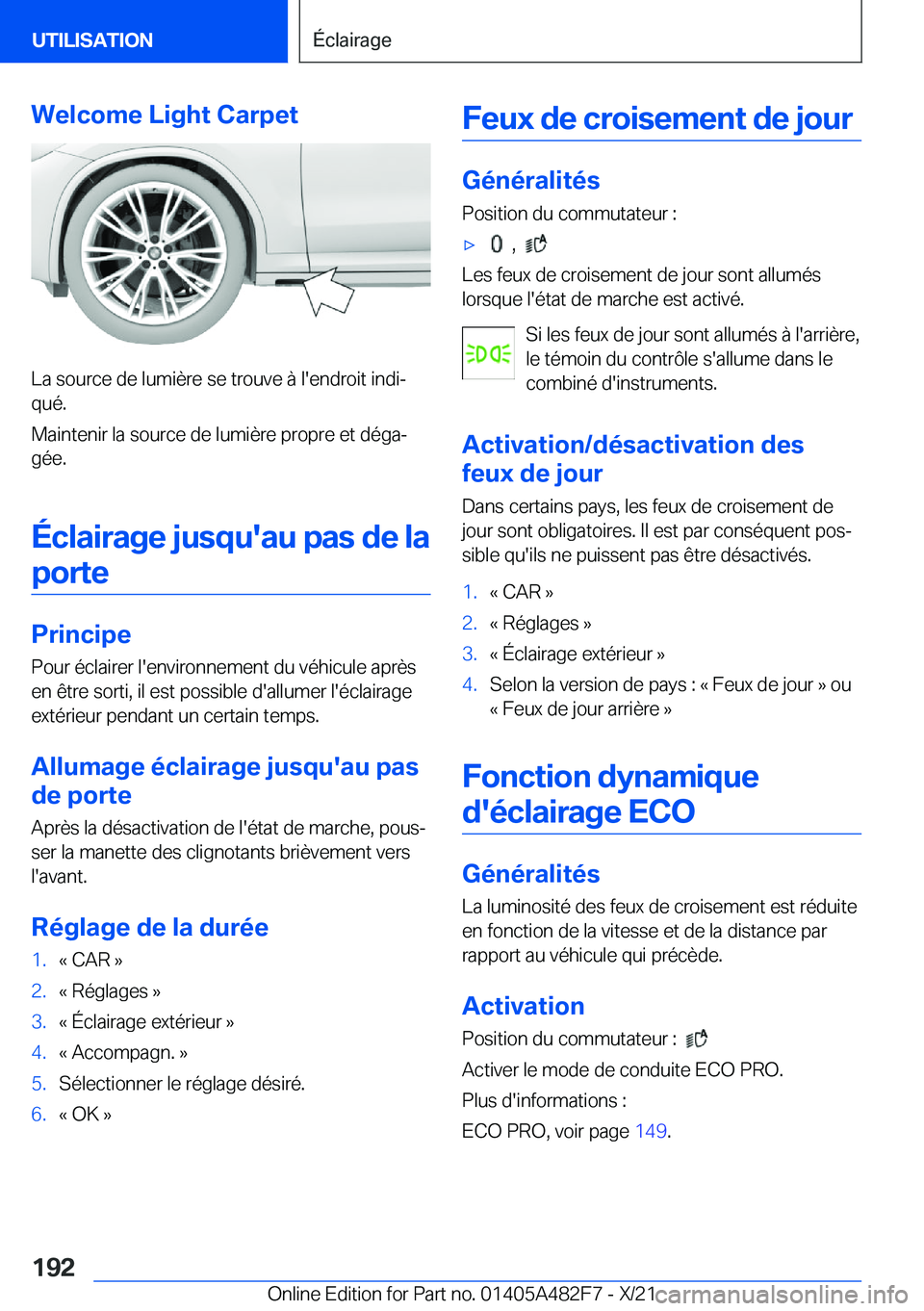 BMW X3 2022  Notices Demploi (in French) �W�e�l�c�o�m�e��L�i�g�h�t��C�a�r�p�e�t
�L�a��s�o�u�r�c�e��d�e��l�u�m�i�è�r�e��s�e��t�r�o�u�v�e��