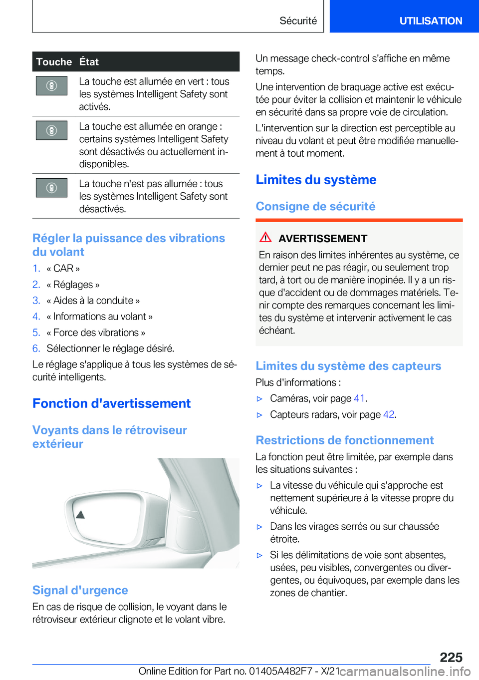 BMW X3 2022  Notices Demploi (in French) �T�o�u�c�h�e�