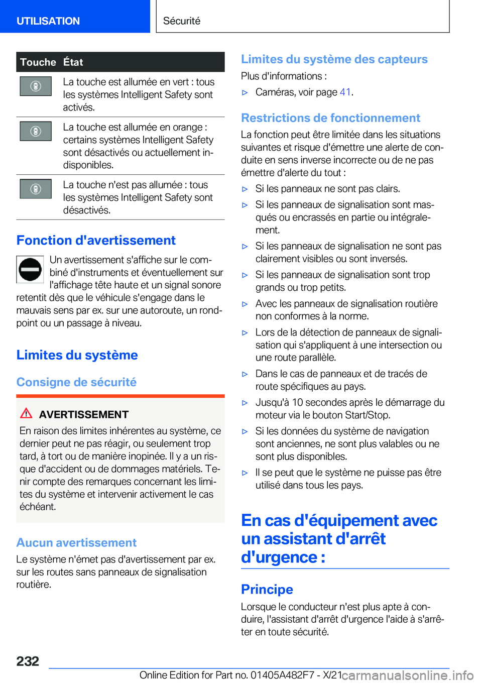 BMW X3 2022  Notices Demploi (in French) �T�o�u�c�h�e�