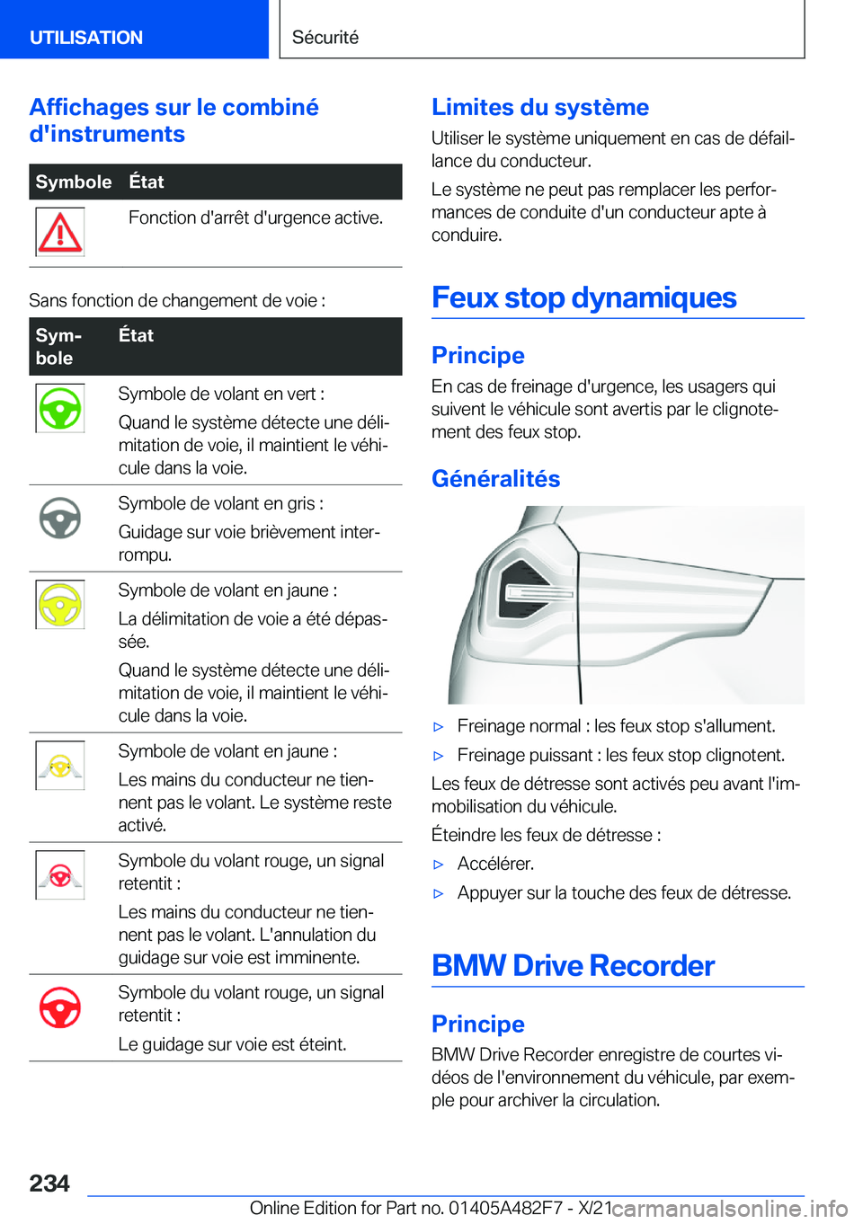 BMW X3 2022  Notices Demploi (in French) �A�f�f�i�c�h�a�g�e�s��s�u�r��l�e��c�o�m�b�i�n�é
�d�'�i�n�s�t�r�u�m�e�n�t�s�S�y�m�b�o�l�e�