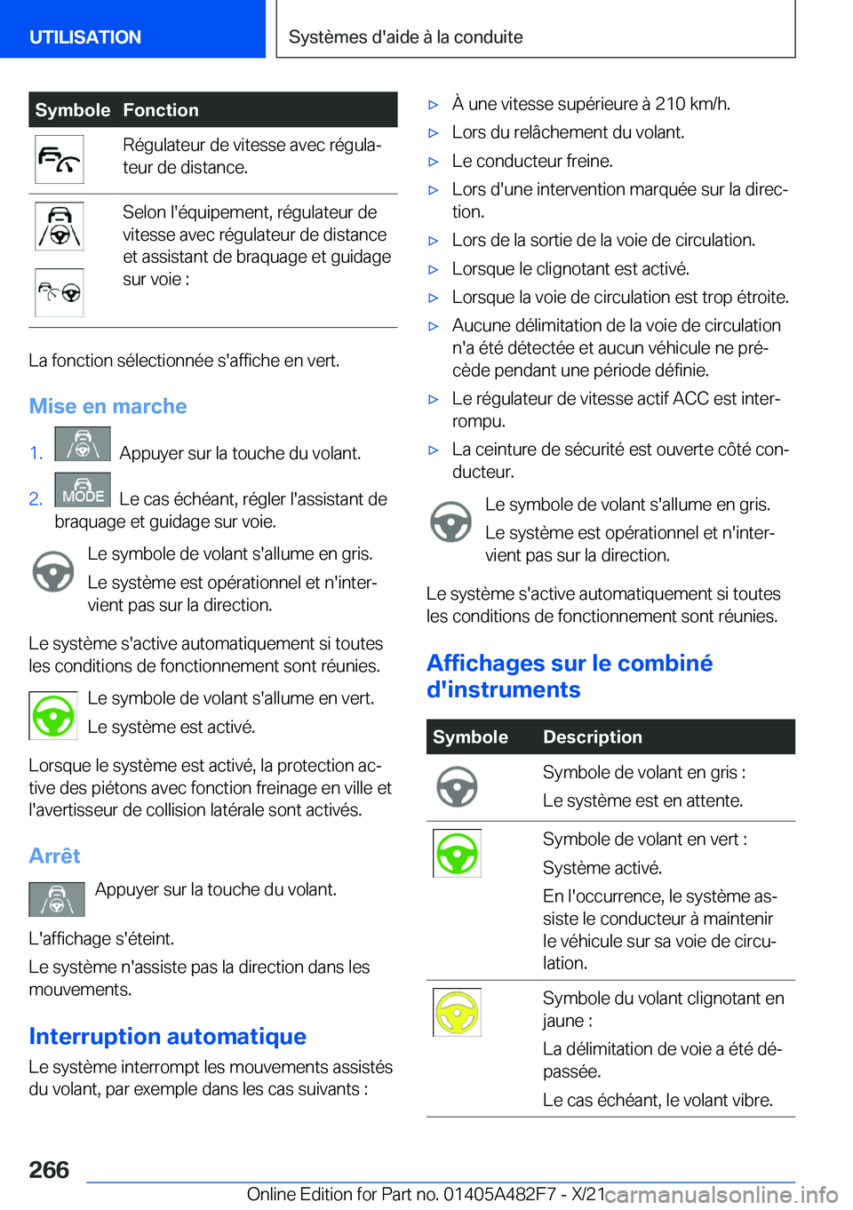 BMW X3 2022  Notices Demploi (in French) �S�y�m�b�o�l�e�F�o�n�c�t�i�o�n�R�é�g�u�l�a�t�e�u�r��d�e��v�i�t�e�s�s�e��a�v�e�c��r�é�g�u�l�aj
�t�e�u�r��d�e��d�i�s�t�a�n�c�e�.�S�e�l�o�n��l�'�é�q�u�i�p�e�m�e�n�t�,��r�é�g�u�l�a�t�e�u�