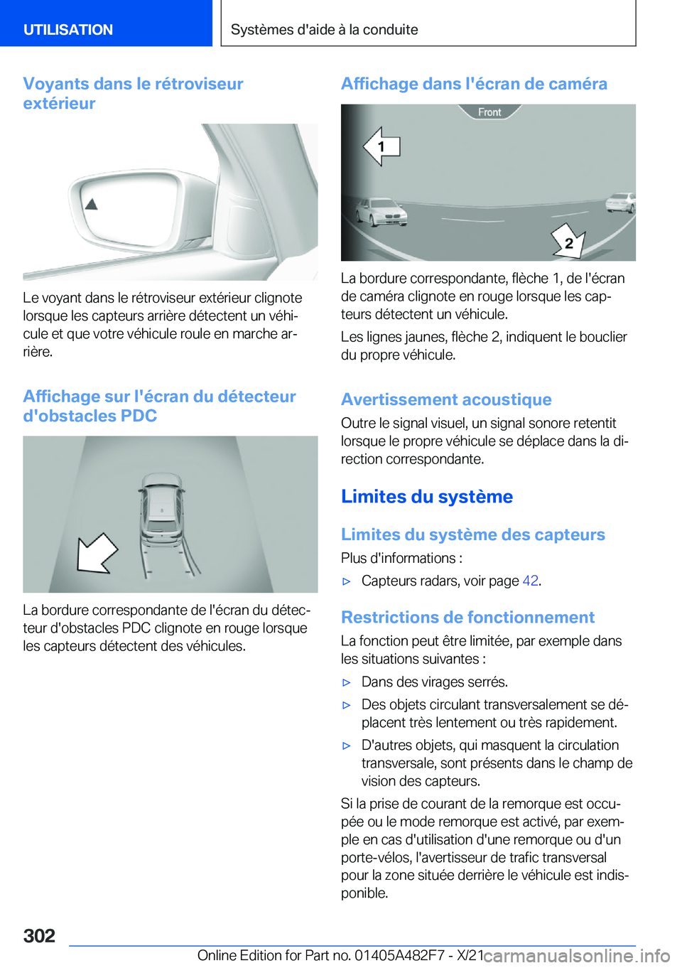 BMW X3 2022  Notices Demploi (in French) �V�o�y�a�n�t�s��d�a�n�s��l�e��r�é�t�r�o�v�i�s�e�u�r
�e�x�t�é�r�i�e�u�r
�L�e��v�o�y�a�n�t��d�a�n�s��l�e��r�é�t�r�o�v�i�s�e�u�r��e�x�t�é�r�i�e�u�r��c�l�i�g�n�o�t�e �l�o�r�s�q�u�e��l�e�s��