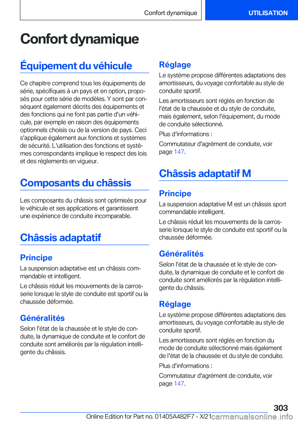 BMW X3 2022  Notices Demploi (in French) �C�o�n�f�o�r�t��d�y�n�a�m�i�q�u�e�