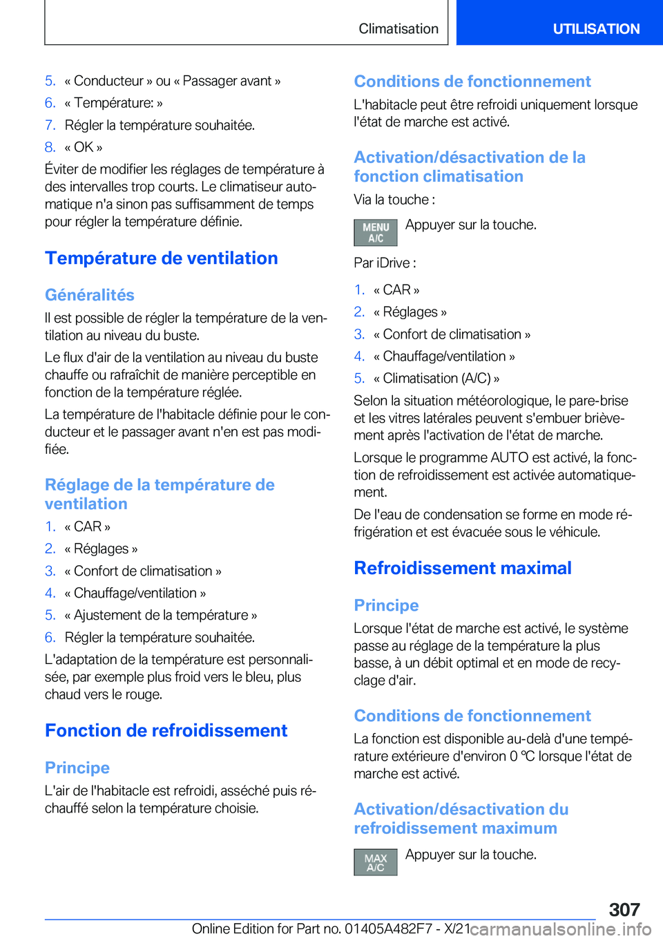 BMW X3 2022  Notices Demploi (in French) �5�.�k��C�o�n�d�u�c�t�e�u�r��{��o�u��k��P�a�s�s�a�g�e�r��a�v�a�n�t��{�6�.�k��T�e�m�p�é�r�a�t�u�r�e�:��{�7�.�R�é�g�l�e�r��l�a��t�e�m�p�é�r�a�t�u�r�e��s�o�u�h�a�i�t�é�e�.�8�.�k��O�K��{