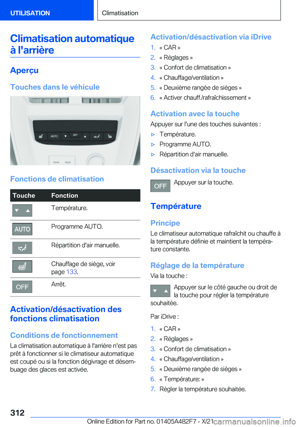 BMW X3 2022  Notices Demploi (in French) �C�l�i�m�a�t�i�s�a�t�i�o�n��a�u�t�o�m�a�t�i�q�u�e�