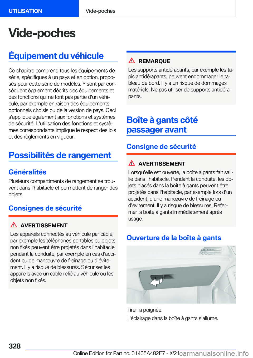 BMW X3 2022  Notices Demploi (in French) �V�i�d�e�-�p�o�c�h�e�s�