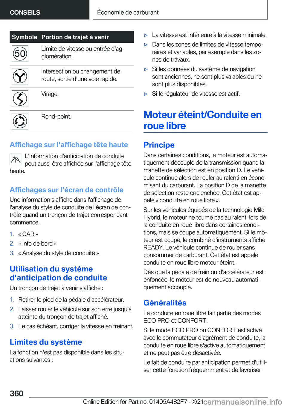 BMW X3 2022  Notices Demploi (in French) �S�y�m�b�o�l�e�P�o�r�t�i�o�n��d�e��t�r�a�j�e�t��