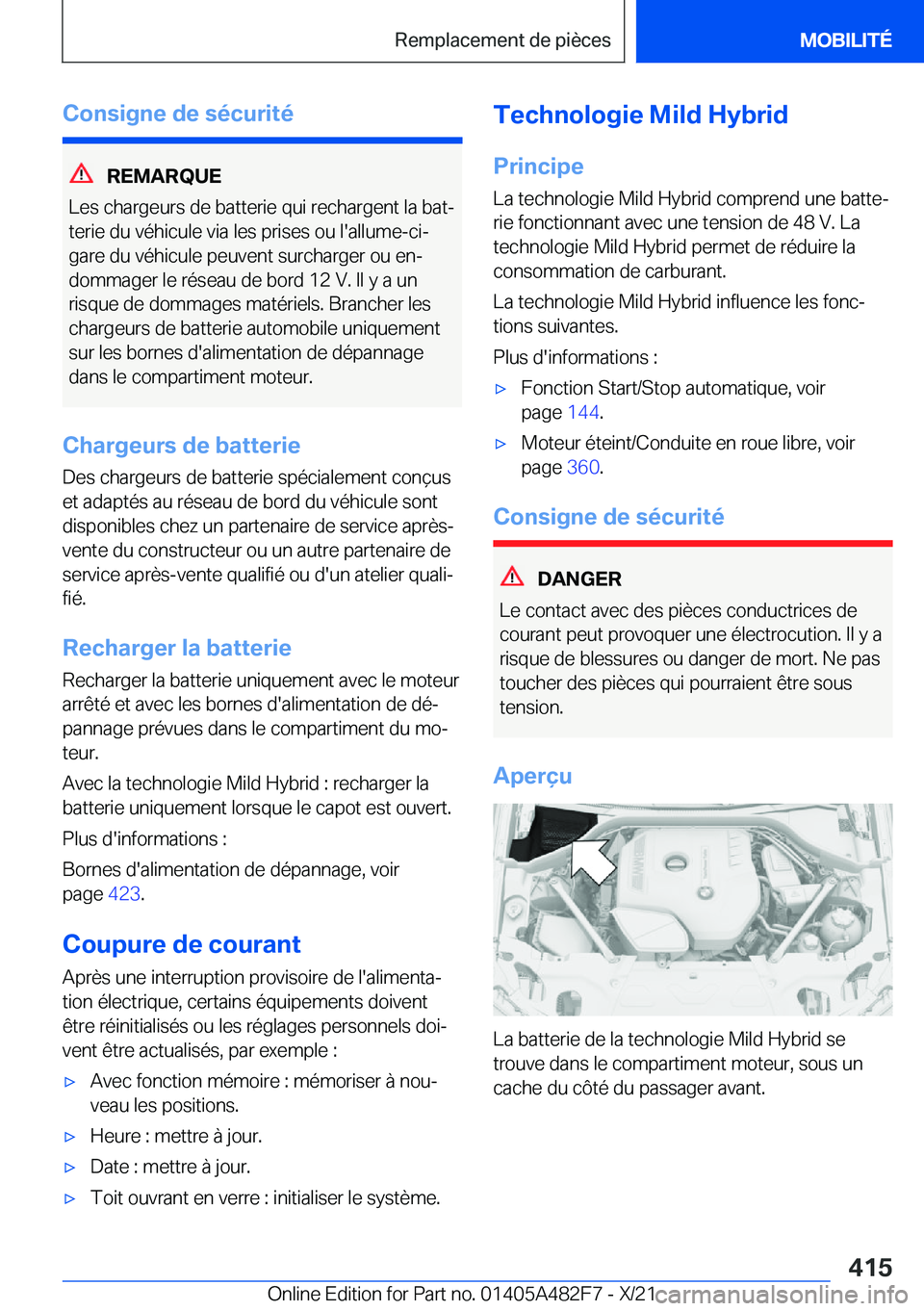 BMW X3 2022  Notices Demploi (in French) �C�o�n�s�i�g�n�e��d�e��s�é�c�u�r�i�t�é
�R�E�M�A�R�Q�U�E
�L�e�s��c�h�a�r�g�e�u�r�s��d�e��b�a�t�t�e�r�i�e��q�u�i��r�e�c�h�a�r�g�e�n�t��l�a��b�a�tj
�t�e�r�i�e��d�u��v�é�h�i�c�u�l�e��v�i�a