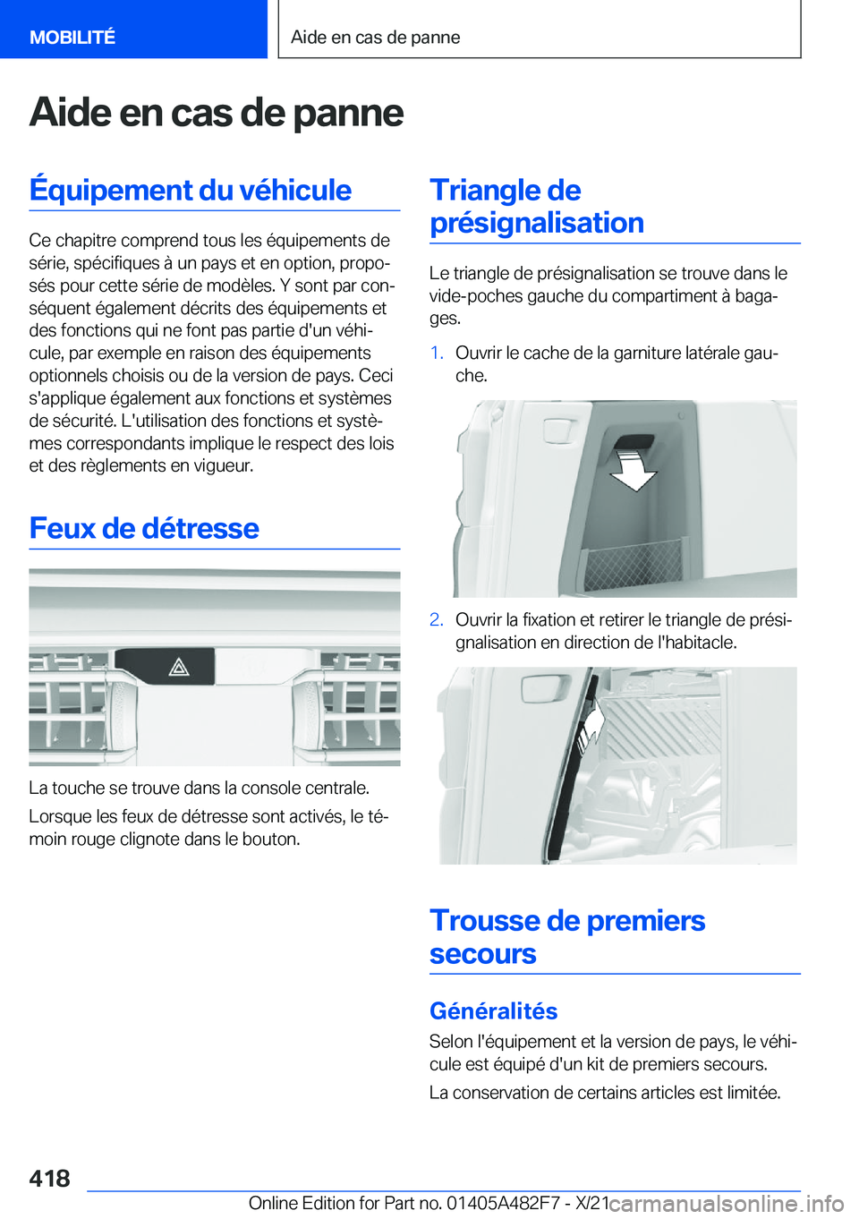BMW X3 2022  Notices Demploi (in French) �A�i�d�e��e�n��c�a�s��d�e��p�a�n�n�e�