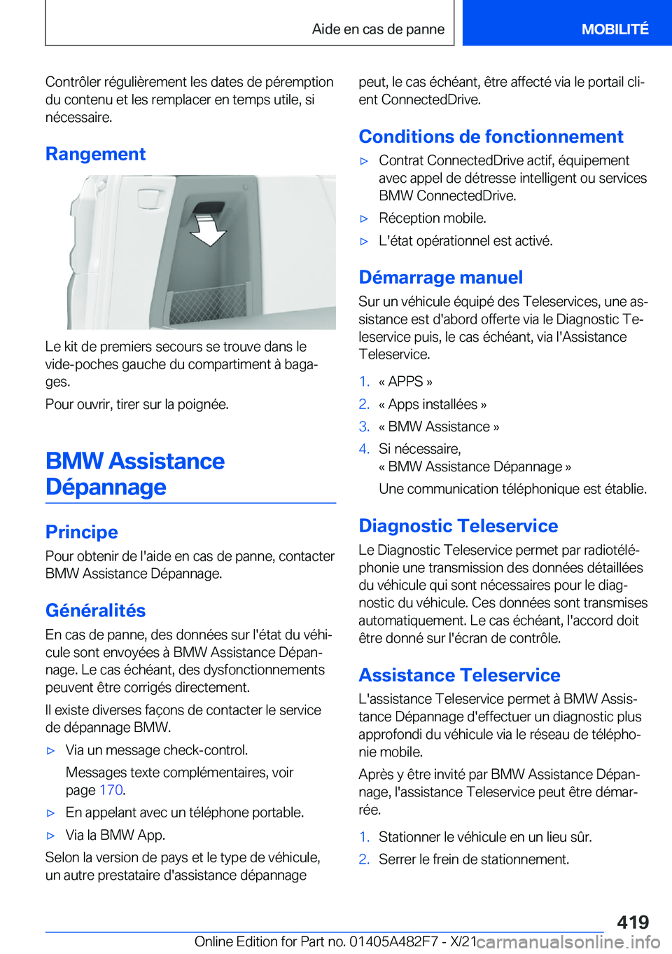 BMW X3 2022  Notices Demploi (in French) �C�o�n�t�r�
