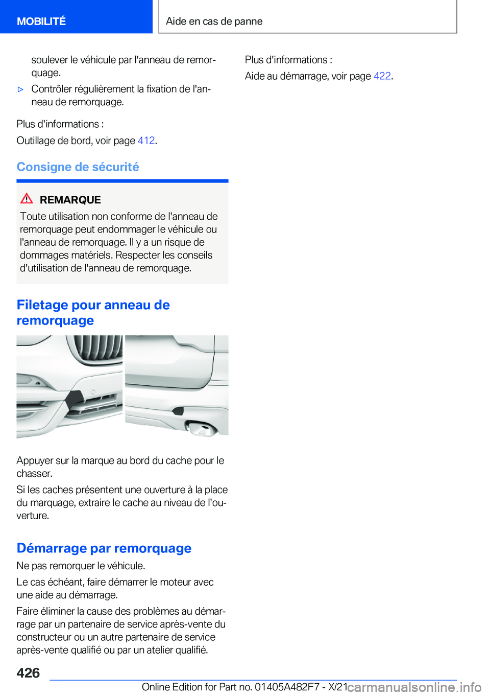 BMW X3 2022  Notices Demploi (in French) �s�o�u�l�e�v�e�r��l�e��v�é�h�i�c�u�l�e��p�a�r��l�'�a�n�n�e�a�u��d�e��r�e�m�o�rj
�q�u�a�g�e�.'x�C�o�n�t�r�
