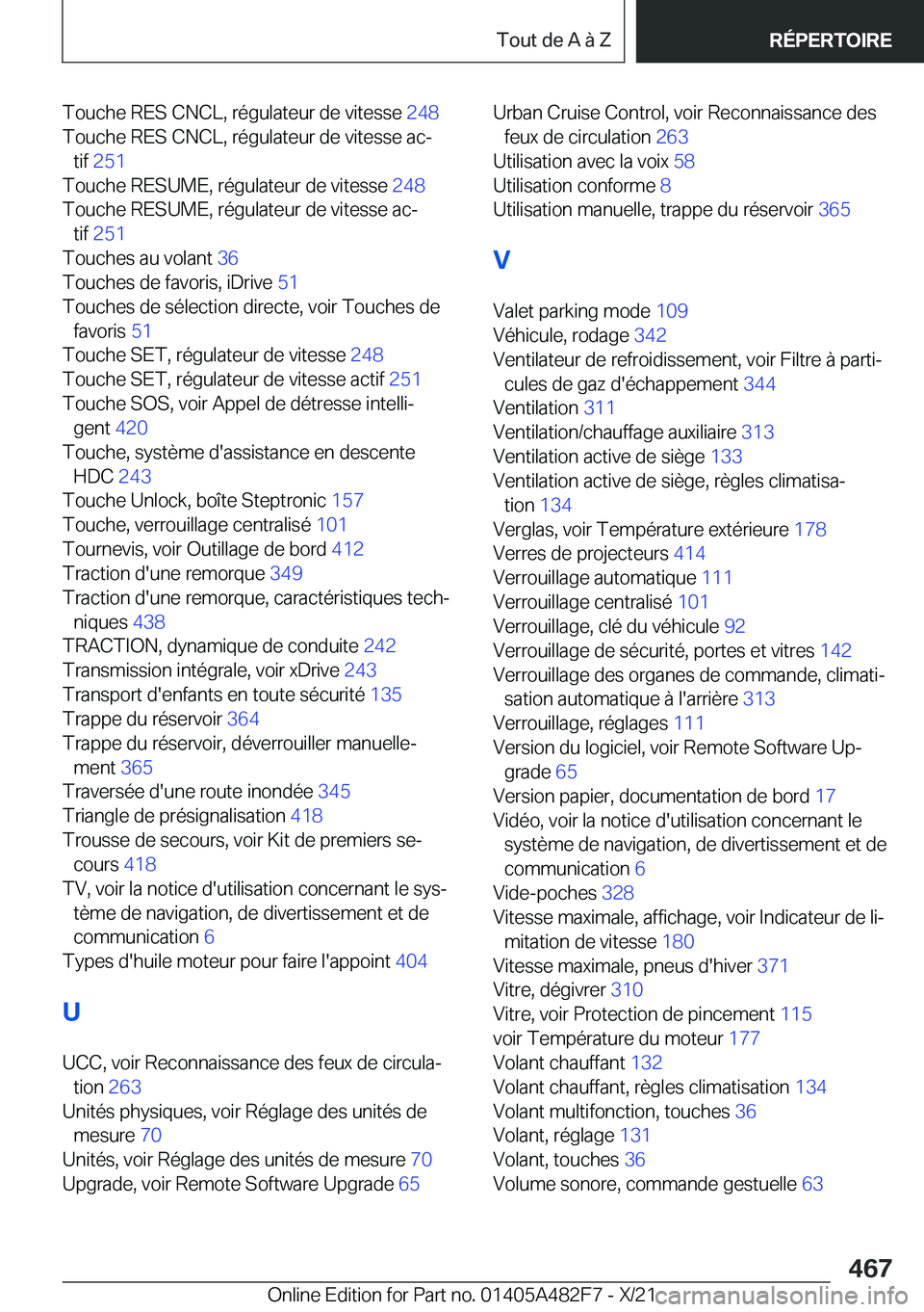 BMW X3 2022  Notices Demploi (in French) �T�o�u�c�h�e��R�E�S��C�N�C�L�,��r�é�g�u�l�a�t�e�u�r��d�e��v�i�t�e�s�s�e��2�4�8�
�T�o�u�c�h�e��R�E�S��C�N�C�L�,��r�é�g�u�l�a�t�e�u�r��d�e��v�i�t�e�s�s�e��a�cj �t�i�f� �2�5�1 �
�T�o�u�