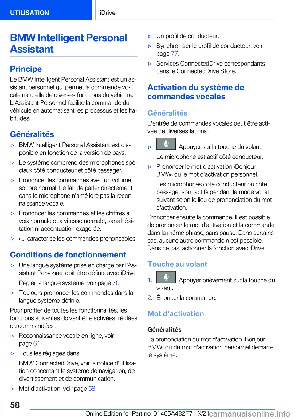 BMW X3 2022  Notices Demploi (in French) �B�M�W��I�n�t�e�l�l�i�g�e�n�t��P�e�r�s�o�n�a�l�A�s�s�i�s�t�a�n�t
�P�r�i�n�c�i�p�e �L�e��B�M�W��I�n�t�e�l�l�i�g�e�n�t��P�e�r�s�o�n�a�l��A�s�s�i�s�t�a�n�t��e�s�t��u�n��a�sj
�s�i�s�t�a�n�t��p�