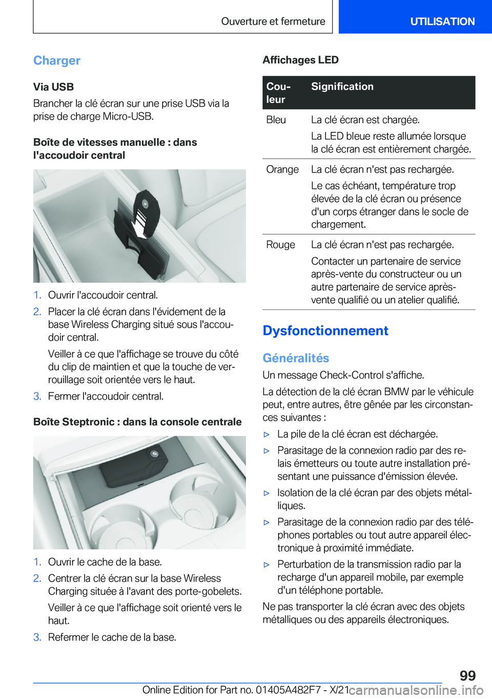 BMW X3 2022  Notices Demploi (in French) �C�h�a�r�g�e�r
�V�i�a��U�S�B
�B�r�a�n�c�h�e�r��l�a��c�l�é��é�c�r�a�n��s�u�r��u�n�e��p�r�i�s�e��U�S�B��v�i�a��l�a
�p�r�i�s�e��d�e��c�h�a�r�g�e��M�i�c�r�o�-�U�S�B�.
�B�o�