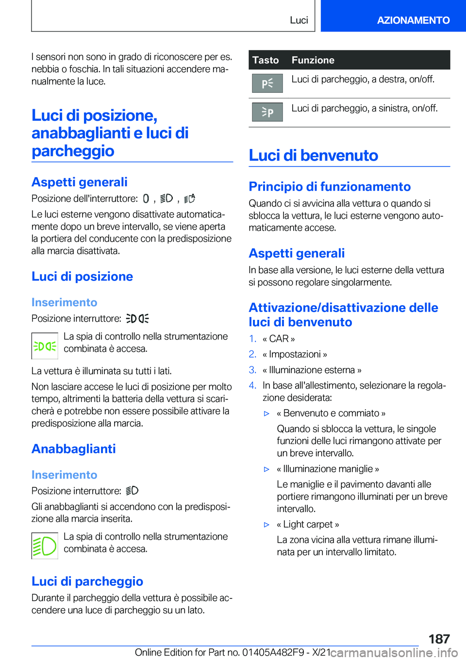 BMW X3 2022  Libretti Di Uso E manutenzione (in Italian) �I��s�e�n�s�o�r�i��n�o�n��s�o�n�o��i�n��g�r�a�d�o��d�i��r�i�c�o�n�o�s�c�e�r�e��p�e�r��e�s�.
�n�e�b�b�i�a��o��f�o�s�c�h�i�a�.��I�n��t�a�l�i��s�i�t�u�a�z�i�o�n�i��a�c�c�e�n�d�e�r�e��m�a