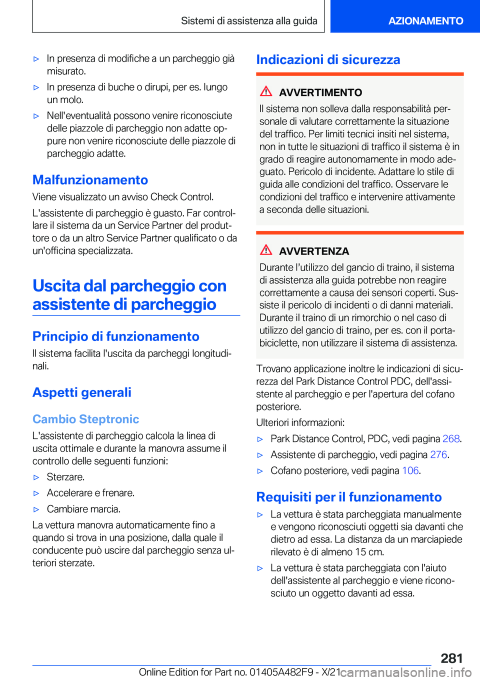 BMW X3 2022  Libretti Di Uso E manutenzione (in Italian) 'x�I�n��p�r�e�s�e�n�z�a��d�i��m�o�d�i�f�i�c�h�e��a��u�n��p�a�r�c�h�e�g�g�i�o��g�i�