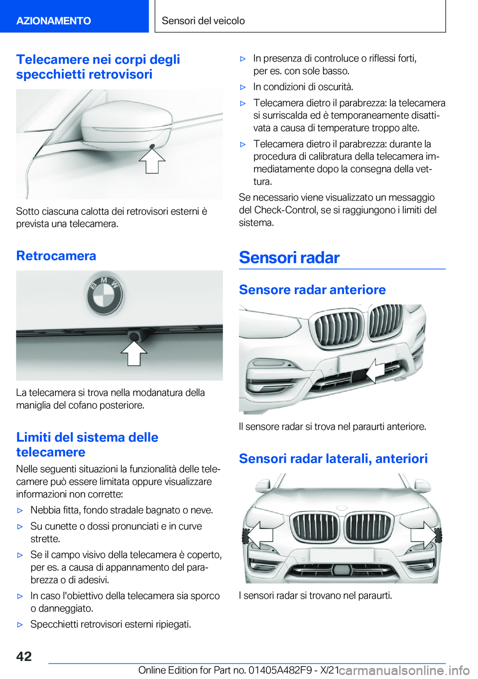 BMW X3 2022  Libretti Di Uso E manutenzione (in Italian) �T�e�l�e�c�a�m�e�r�e��n�e�i��c�o�r�p�i��d�e�g�l�i
�s�p�e�c�c�h�i�e�t�t�i��r�e�t�r�o�v�i�s�o�r�i
�S�o�t�t�o��c�i�a�s�c�u�n�a��c�a�l�o�t�t�a��d�e�i��r�e�t�r�o�v�i�s�o�r�i��e�s�t�e�r�n�i��è �p