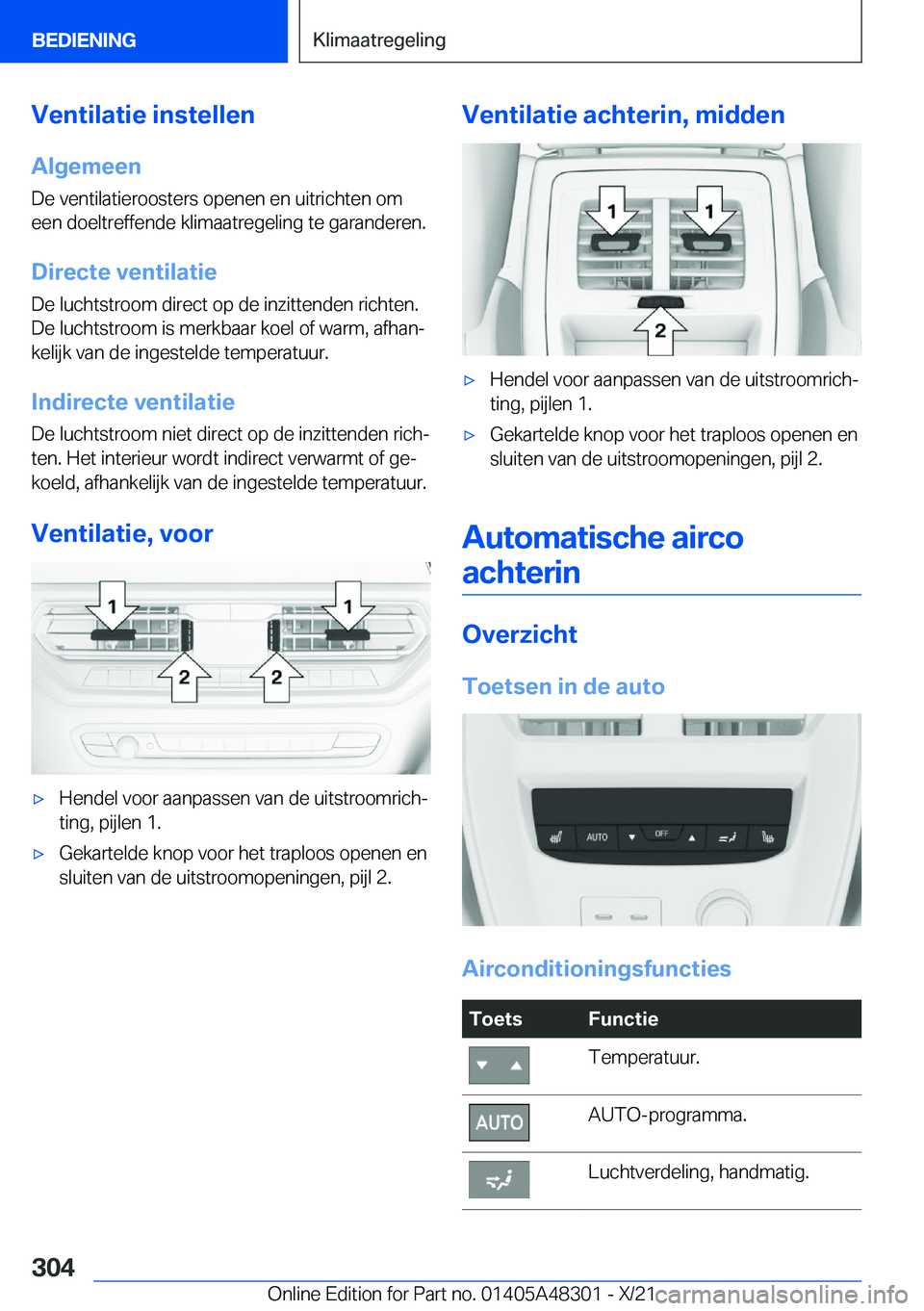 BMW X3 2022  Instructieboekjes (in Dutch) �V�e�n�t�i�l�a�t�i�e��i�n�s�t�e�l�l�e�n
�A�l�g�e�m�e�e�n
�D�e��v�e�n�t�i�l�a�t�i�e�r�o�o�s�t�e�r�s��o�p�e�n�e�n��e�n��u�i�t�r�i�c�h�t�e�n��o�m
�e�e�n��d�o�e�l�t�r�e�f�f�e�n�d�e��k�l�i�m�a�a�t�