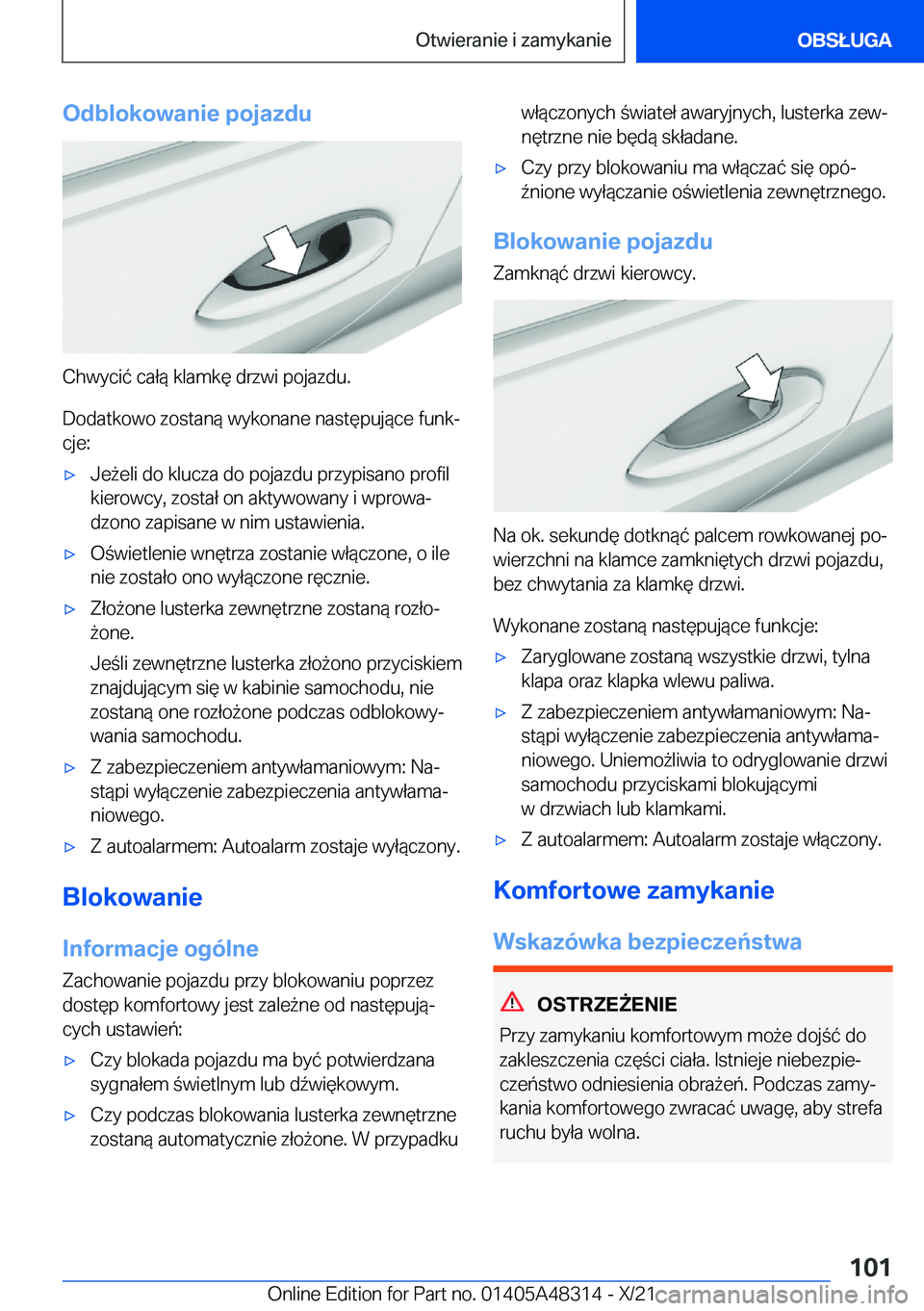 BMW X3 2022  Instrukcja obsługi (in Polish) �O�d�b�l�o�k�o�w�a�n�i�e��p�o�j�a�z�d�u
�C�h�w�y�c�i�