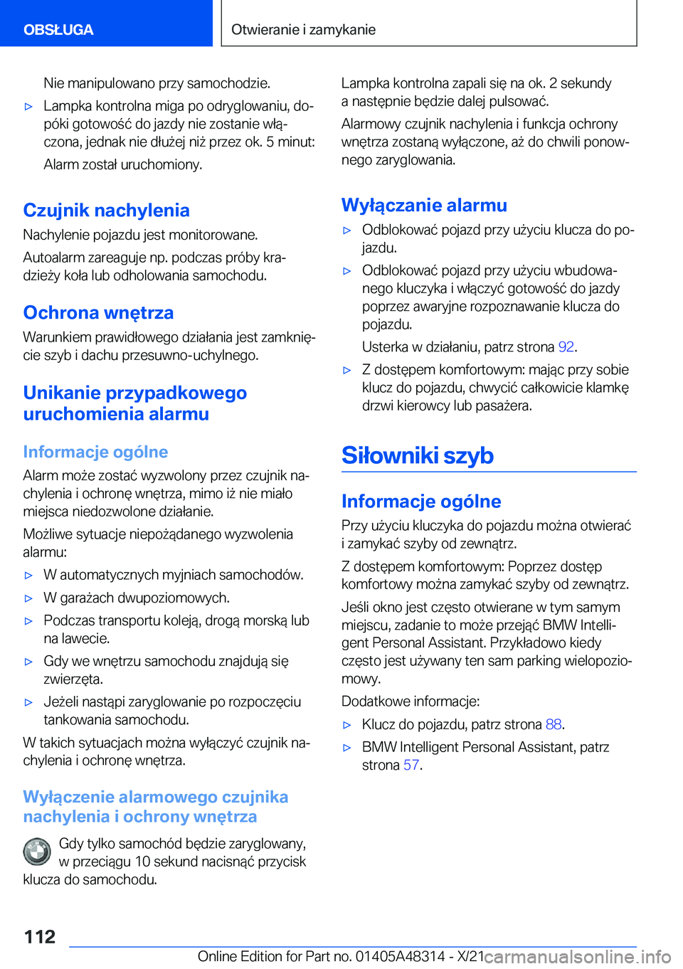 BMW X3 2022  Instrukcja obsługi (in Polish) �N�i�e��m�a�n�i�p�u�l�o�w�a�n�o��p�r�z�y��s�a�m�o�c�h�o�d�z�i�e�.'x�L�a�m�p�k�a��k�o�n�t�r�o�l�n�a��m�i�g�a��p�o��o�d�r�y�g�l�o�w�a�n�i�u�,��d�oj�p�