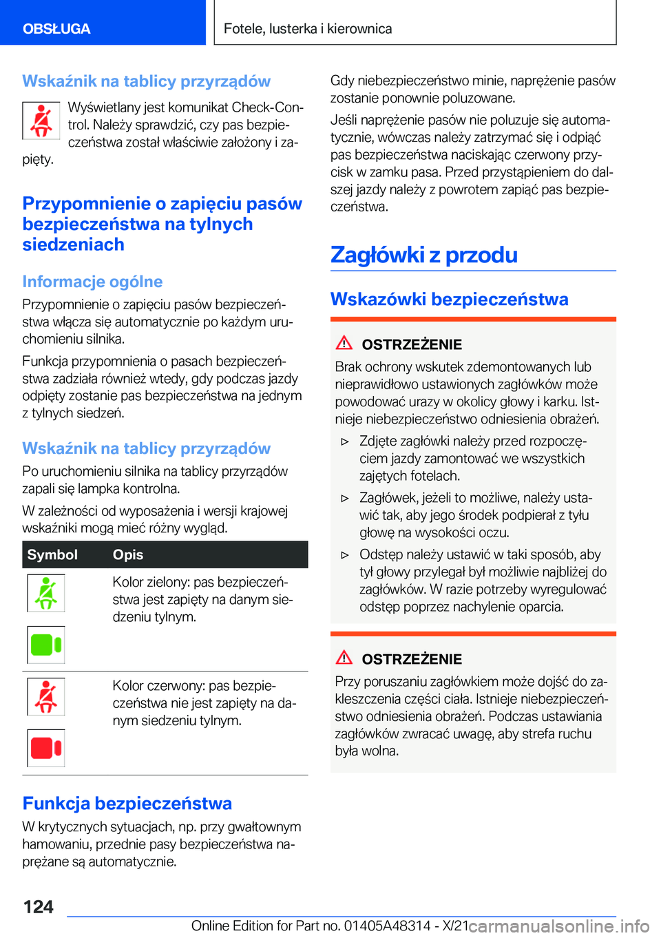 BMW X3 2022  Instrukcja obsługi (in Polish) �W�s�k�a7�n�i�k��n�a��t�a�b�l�i�c�y��p�r�z�y�r�z�ą�d�