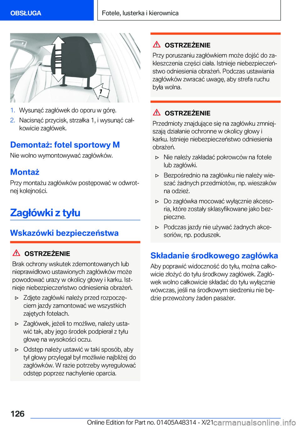 BMW X3 2022  Instrukcja obsługi (in Polish) �1�.�W�y�s�u�n�
